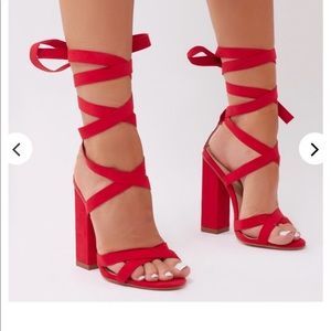 Red Lace Up Heels BRAND NEW TWO PAIRS AVAILABLE